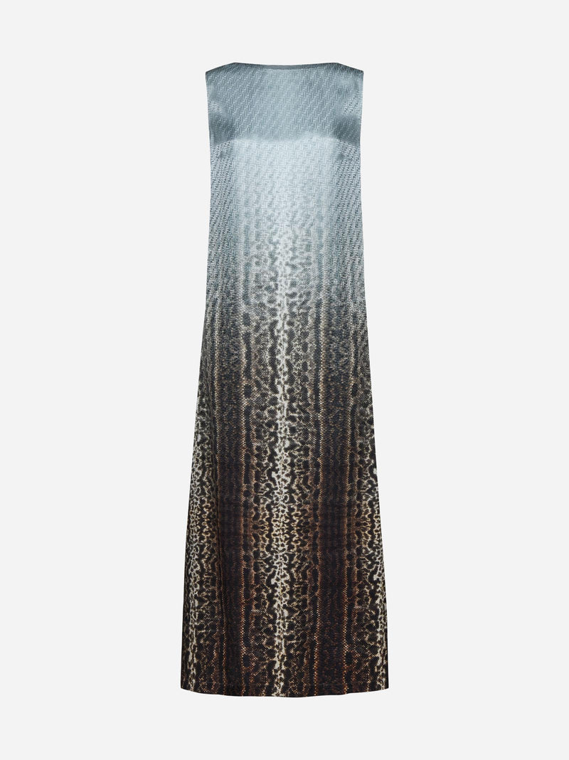 Fendi Gradient Print Silk Long Dress - Women