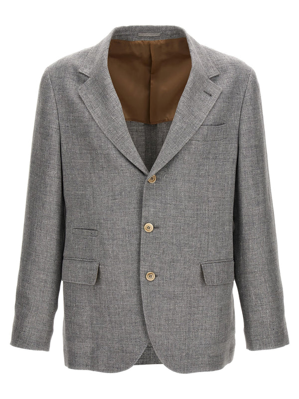 Brunello Cucinelli Single-breasted Linen Blend Blazer - Men