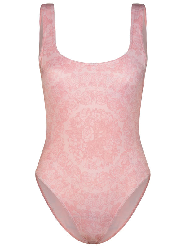 Versace barocco One-piece Swimsuit In Pink Polyester Blend - Women