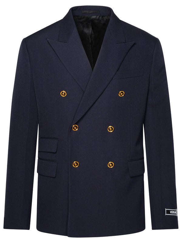 Versace Blue Virgin Wool Blazer - Men