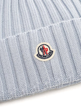 Moncler Light Blue Wool Beanie - Women