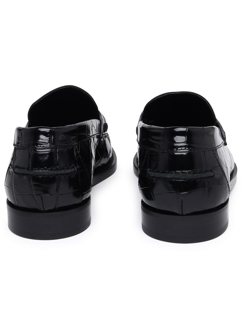 Versace Black Leather Loafers - Women