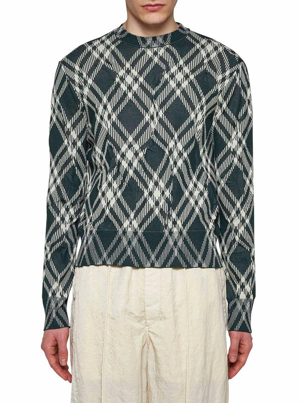 Burberry Plaid-check Crinkled-effect Crewneck Jumper - Men