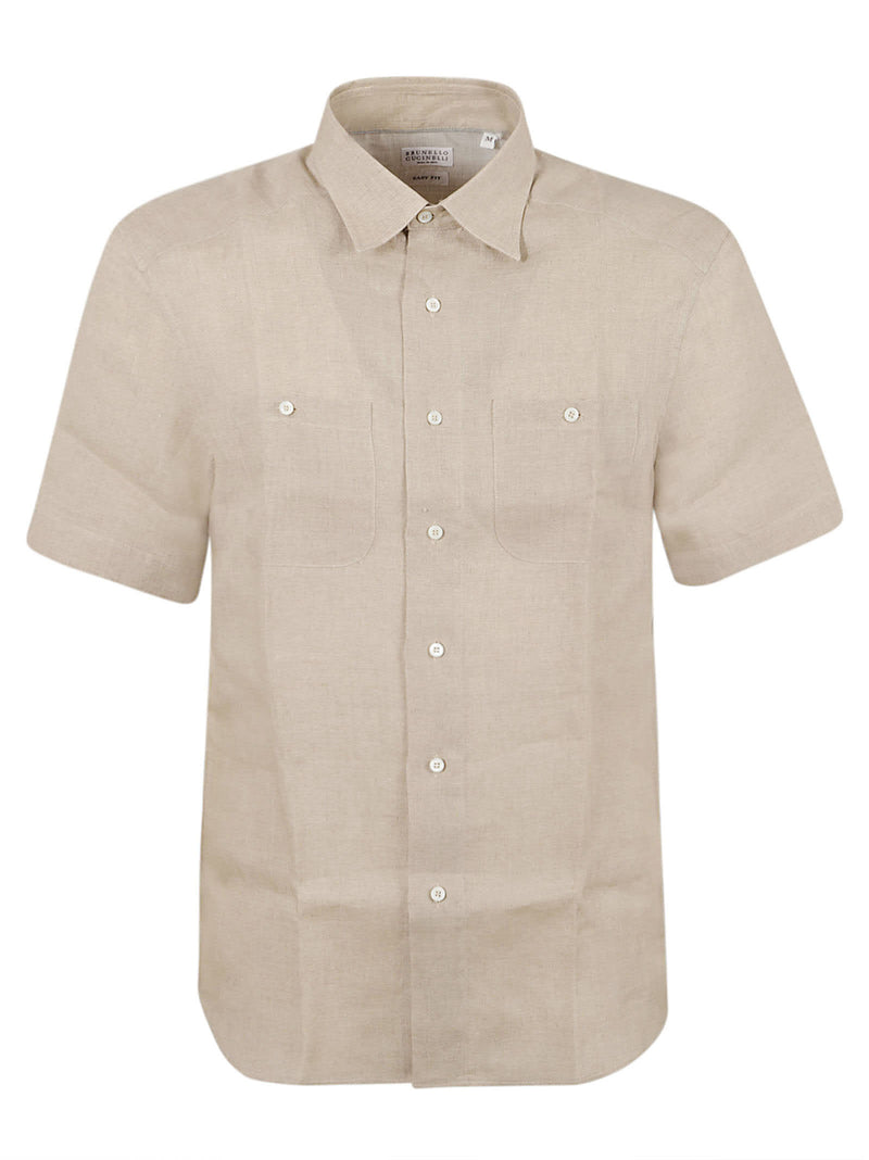 Brunello Cucinelli Round Hem Patched Pocket Plain Shirt - Men