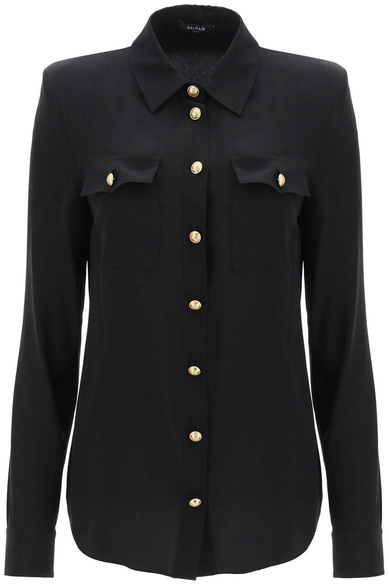 Balmain Silk Shirt With Padded Shoulders - Women