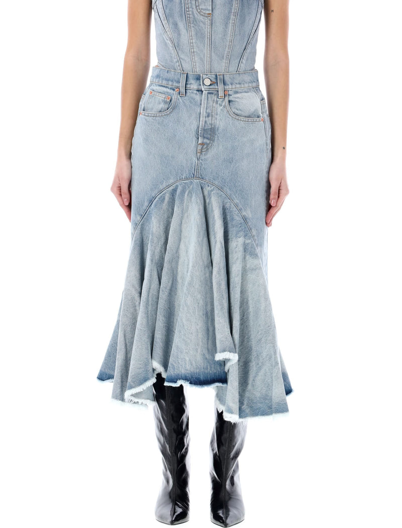 VETEMENTS Flared Denim Midi Skirt - Women