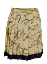 Versace Pale Yellow Pleated Mini Skirt With All-over Logo Print In Silk Blend Woman - Women