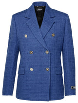 Versace Blue Cotton Blend Blazer - Women