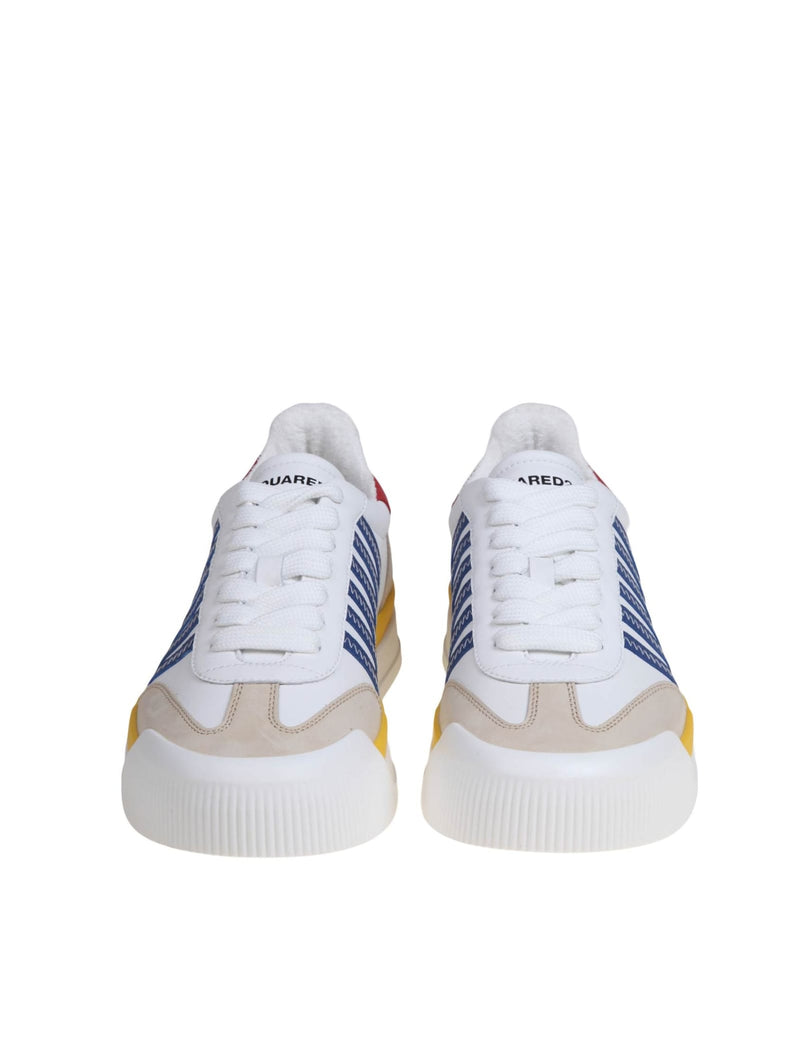 Dsquared2 New Jersey Sneakers In White/blue Leather - Men