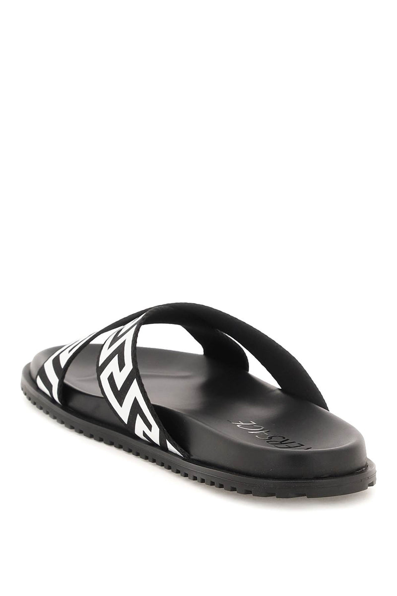 Versace Black/white greca Sandal - Men