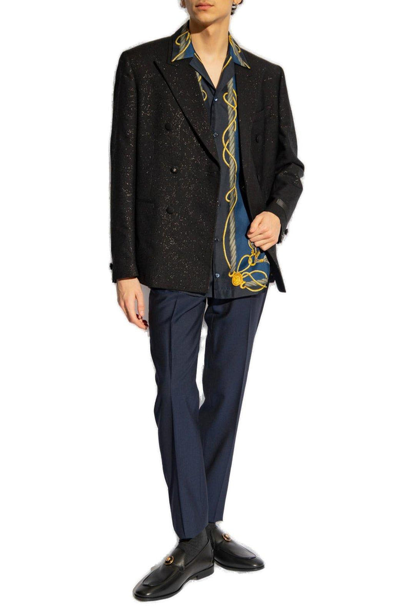 Versace Barocco-jacquard Double-breasted Tailored Blazer - Men