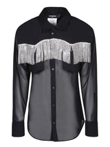 Dsquared2 Crystal Fringed Western Black Shirt - Women