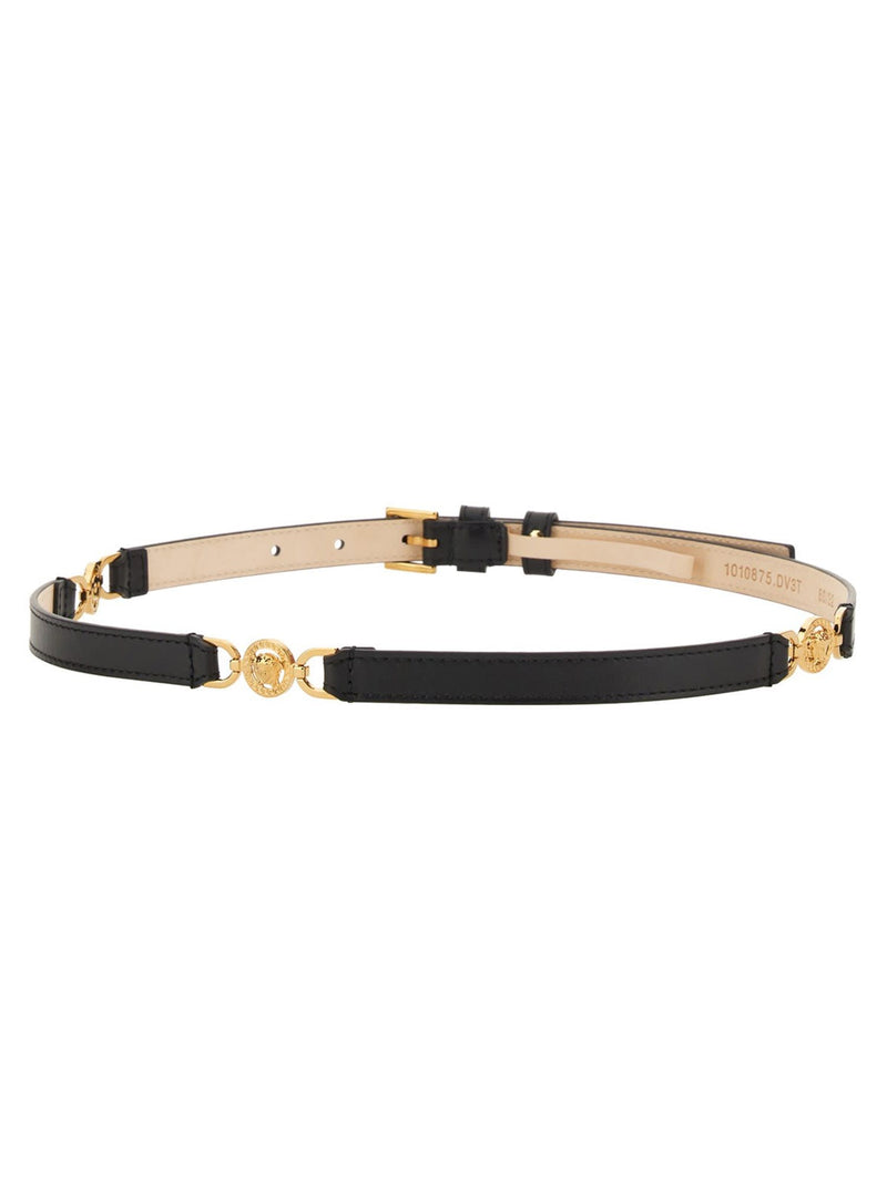 Versace Black Leather Low Belt - Women