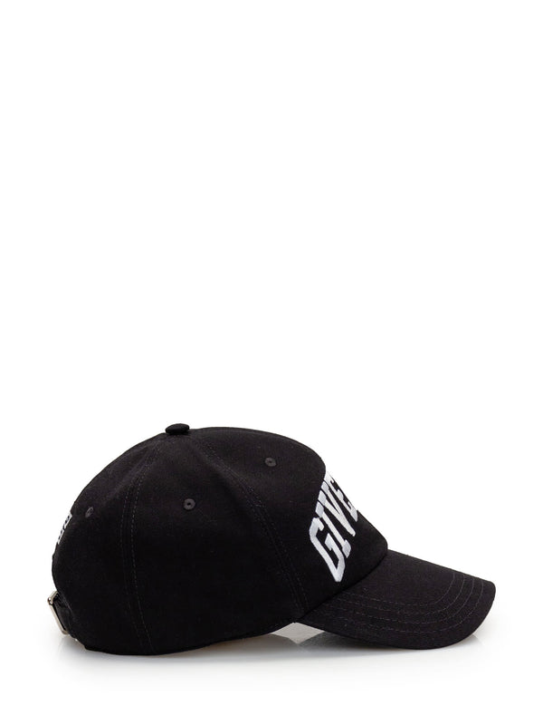 Black Baseball Hat With Givenchy College Embroidery - Men