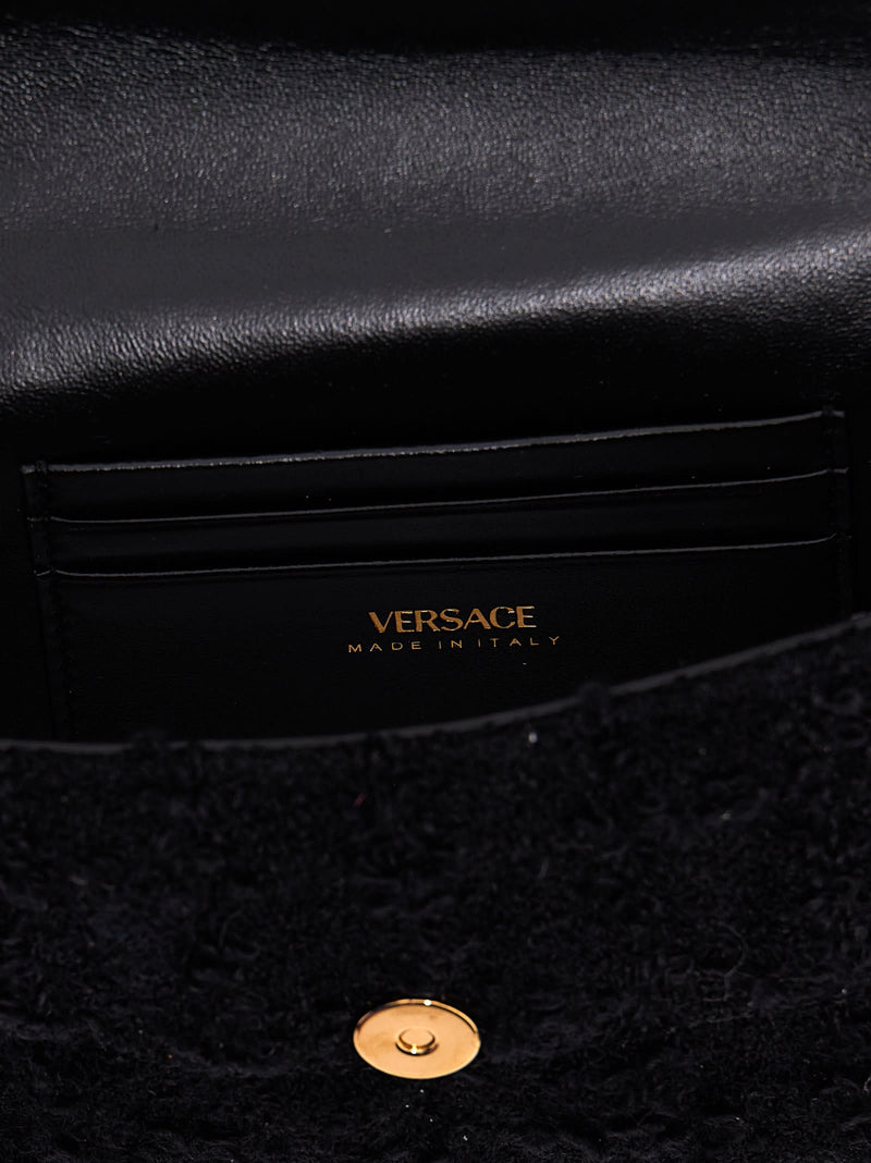 Versace Logo Tweed Crossbody Bag - Women