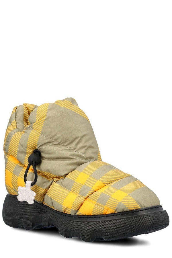 Burberry Check Pillow Padded Drawstring Snow Boots - Women