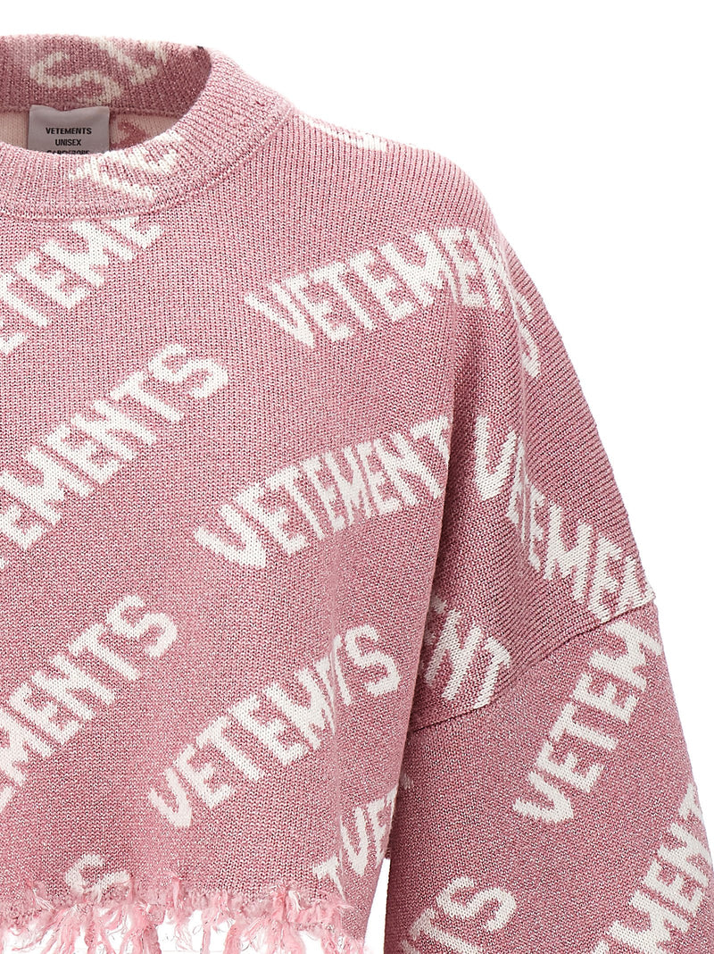 VETEMENTS iconic Lurex Monogram Crop Sweater - Women