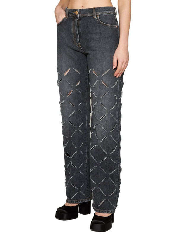 Versace Grey Wide Leg Denim - Women