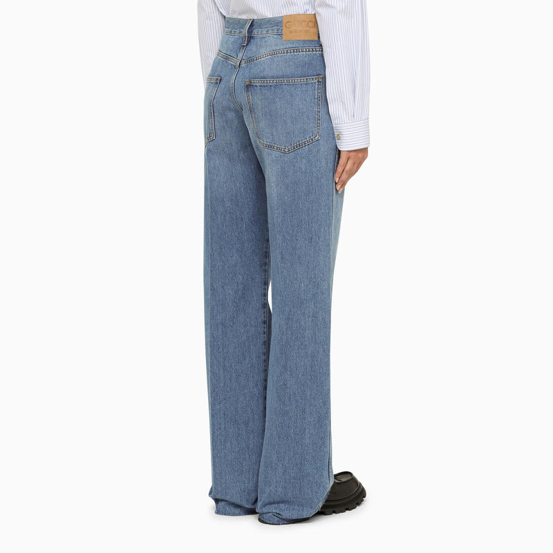 Gucci Blue Straight Jeans In Cotton Denim - Women