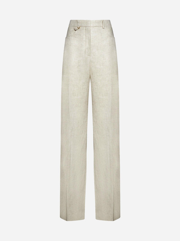 Jacquemus Sauge Viscose And Linen Trousers - Women