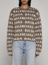 Balenciaga Logo Wool Cropped Sweater - Women