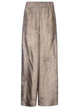 Brunello Cucinelli Elastic Waist Wide Leg Printed Trousers - Women