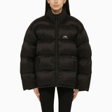 Balenciaga Black Nylon Down Jacket With Logo - Women