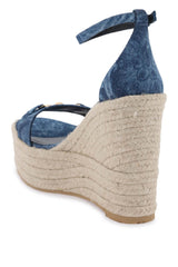 Versace Denim Barocco Wedge Sandals - Women