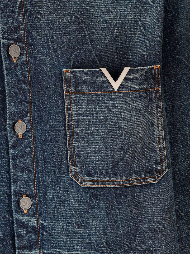 Valentino V-logo Buttoned Denim Jacket - Men