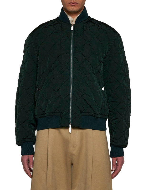 Burberry Long Sleeved Quilted Zip-up Bomber Jacket - Men