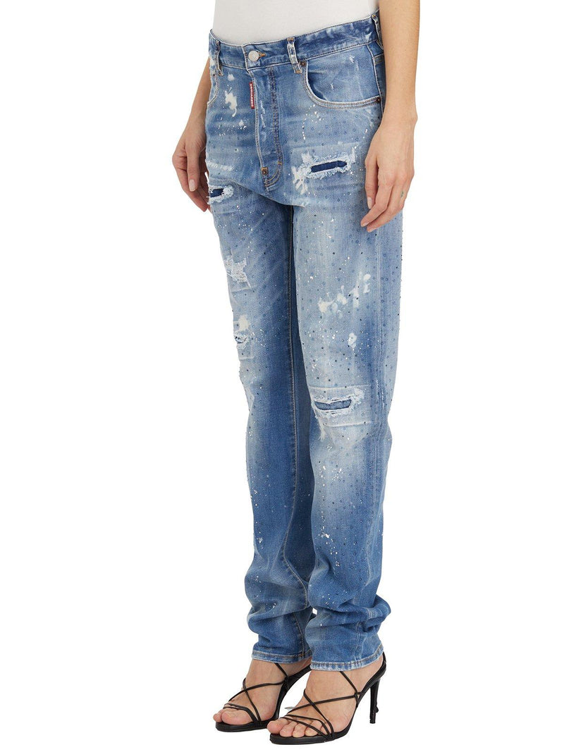 Dsquared2 Embellished Distressed High-waist Jeans - Women