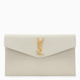 Saint Laurent Cream Leather Uptown Envelope - Women