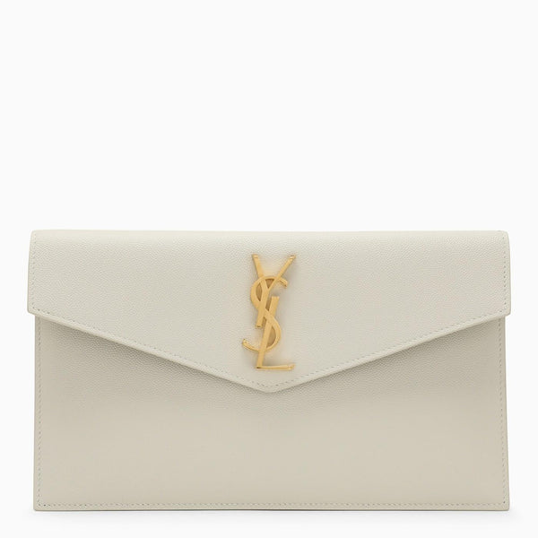 Saint Laurent Cream Leather Uptown Envelope - Women