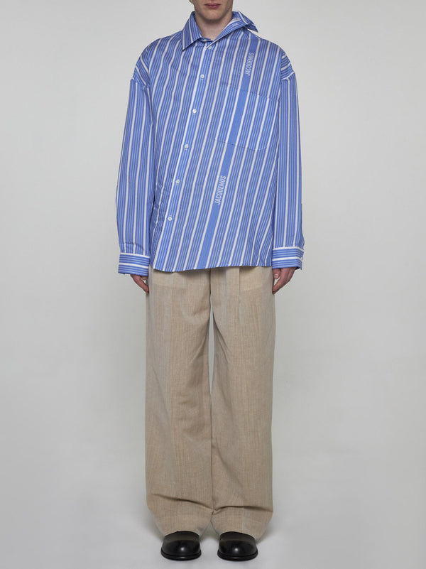 Jacquemus Cuadro Striped Silk-blend Shirt - Men