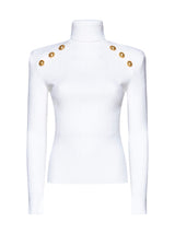 Balmain White Ribbed Turtleneck - Women