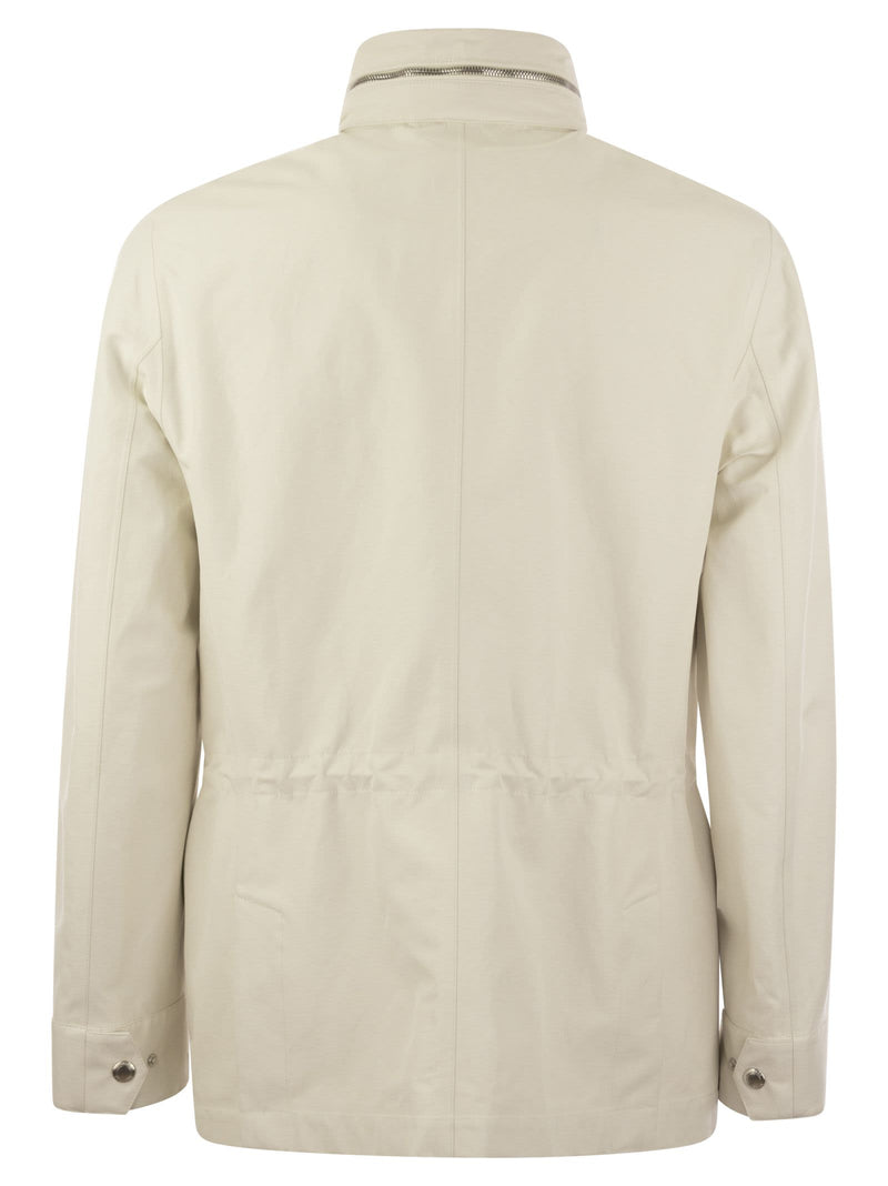 Brunello Cucinelli Field Jacket In Linen And Silk Membrane Panama With Heat Tapes - Men