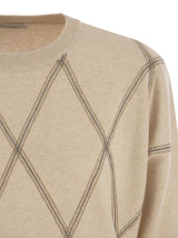 Brunello Cucinelli Crew-neck Sweater In Virgin Wool, Cashmere And Silk - Women