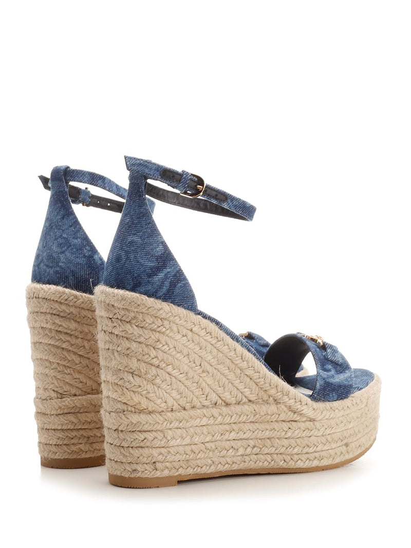 Versace Straw Wedge Sandals - Women