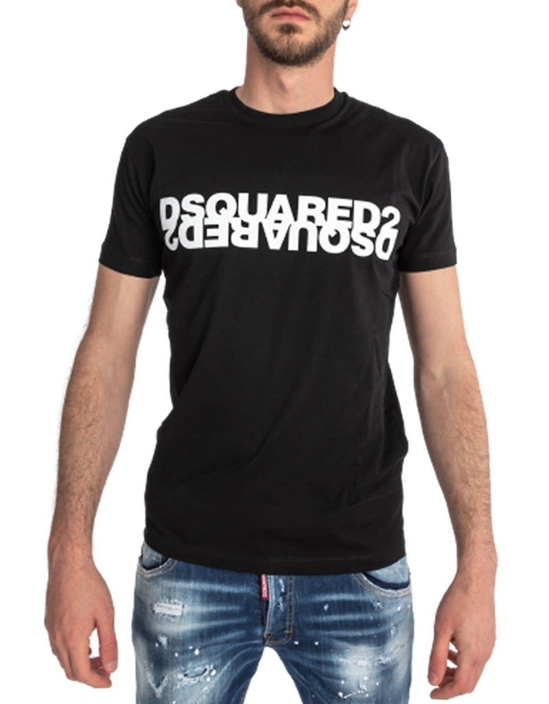 Dsquared2 Black T-shirt Mirrored Logo - Men - Piano Luigi