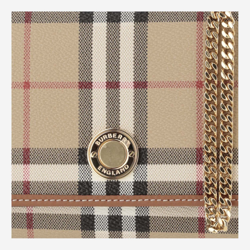 Burberry Check Wallet With Chain Strap - Women