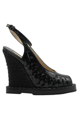 Bottega Veneta Patent Platform Sandals - Women - Piano Luigi