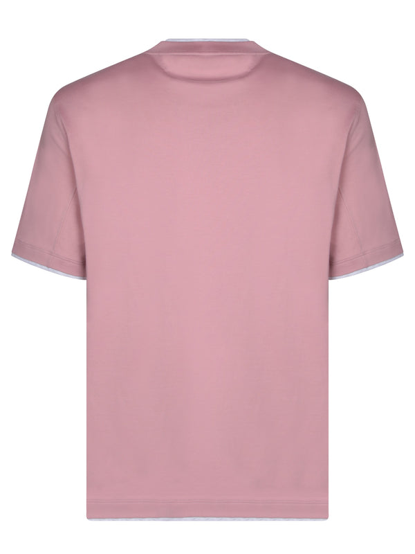 Brunello Cucinelli Contrasting Edges Pink T-shirt - Men