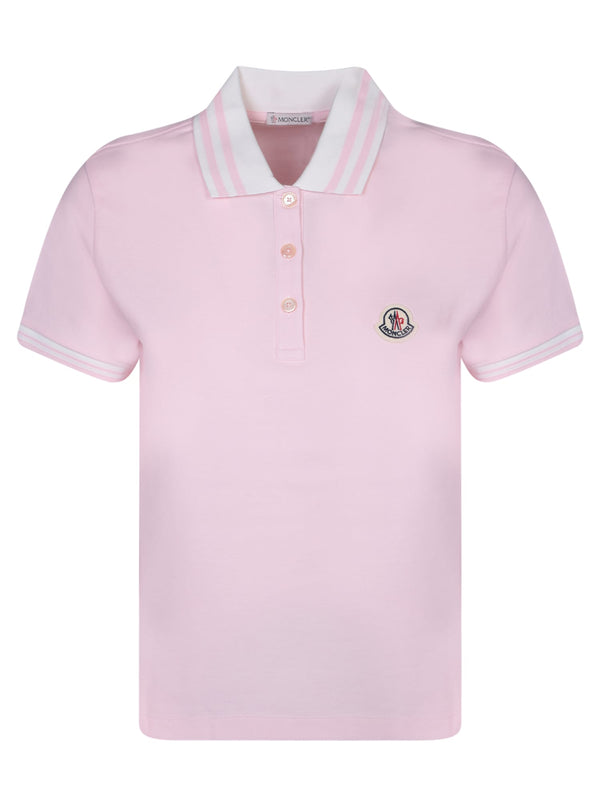 Moncler Logo Patch Pink Polo Shirt - Women