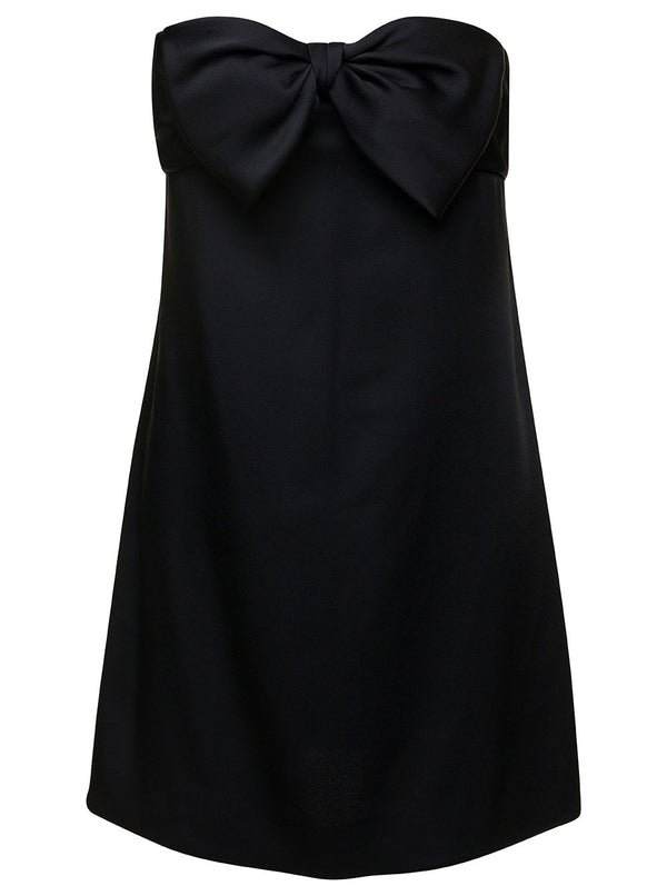 Saint Laurent Black Bowl-detail Strapless Minidress In Viscose Woman - Women