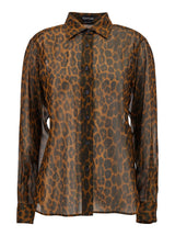 Tom Ford Laminated Leopard Printed Georgette Shirt - Women