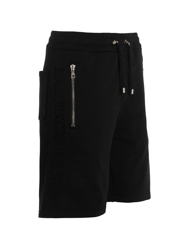 Balmain Black Cotton Bermuda Shorts - Men