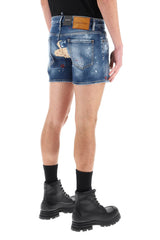 Dsquared2 Sexy 70s Shorts In Worn Out Booty Denim - Men