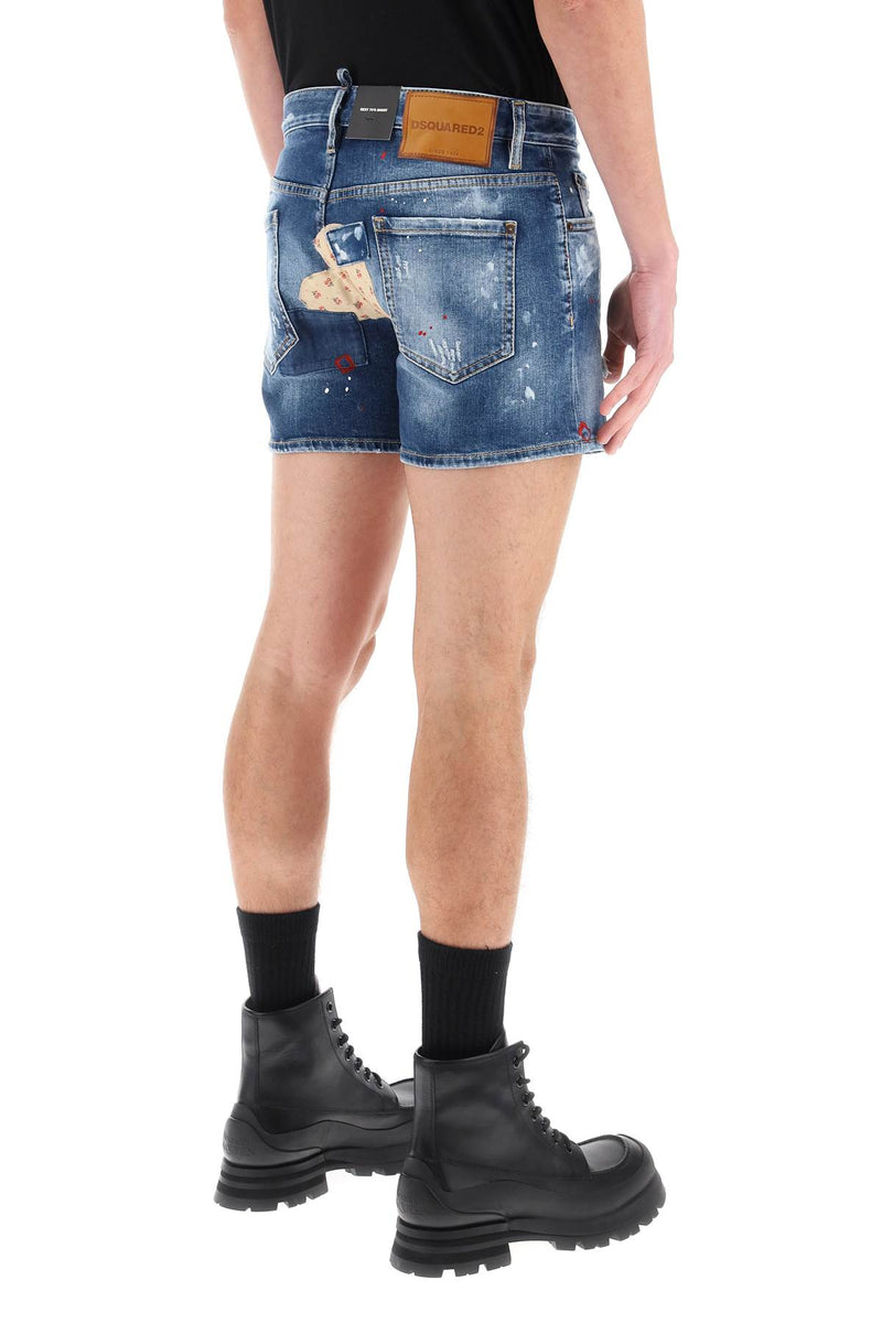 Dsquared2 Sexy 70s Shorts In Worn Out Booty Denim - Men