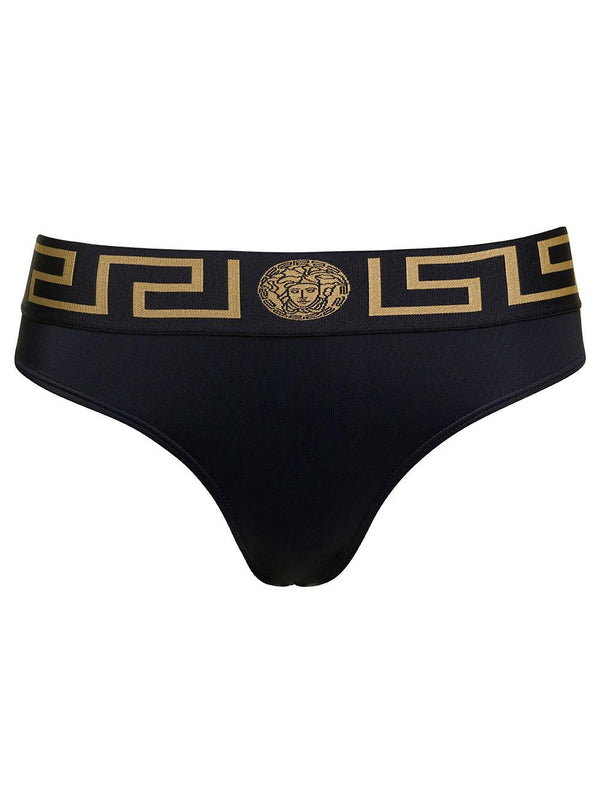 Versace Black Greca Bikini Bottoms In Polyamide Woman - Women - Piano Luigi