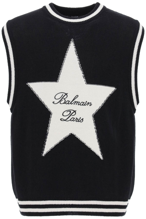 Balmain Vest With Star Intarsia - Men